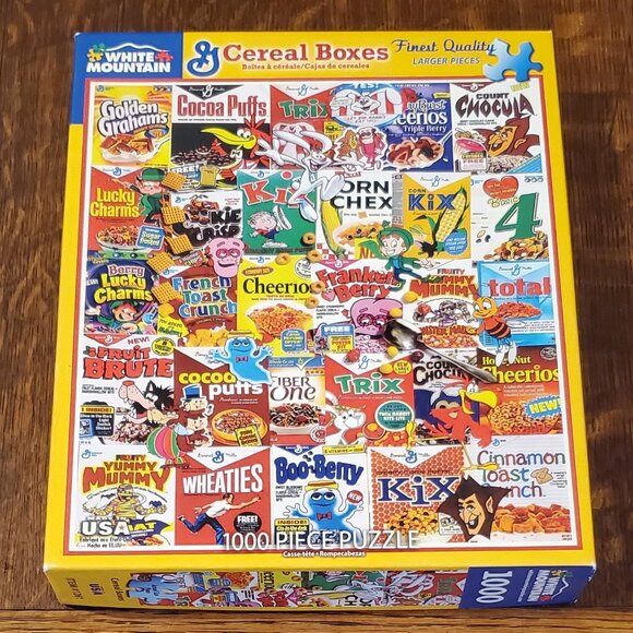 White Mountain 1,000 piece Puzzle "Cereal Boxes" - Picture 1 of 5